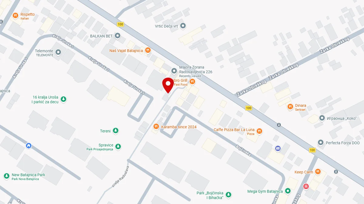 Mapa lokacije Berbernice Triša u Batajnici